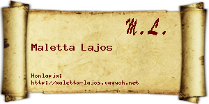 Maletta Lajos névjegykártya